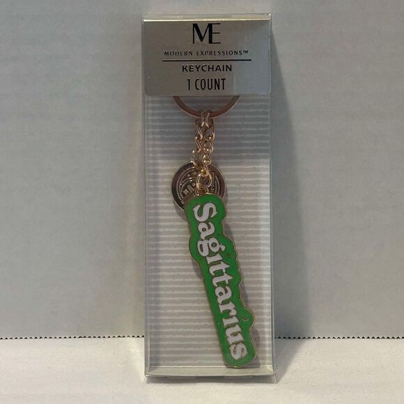 Modern Expressions Sagittarius Green & Gold 1 Count Keychain Metal 738952 Gift - Picture 3 of 4